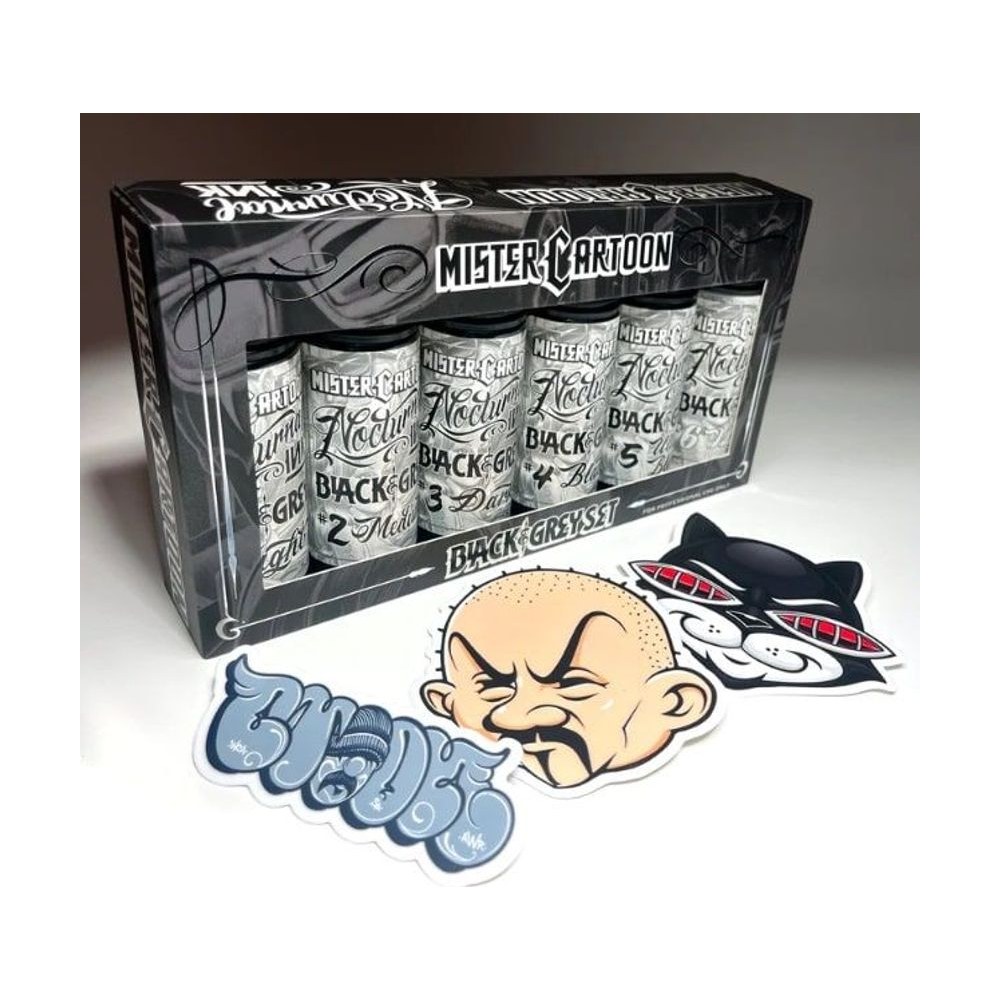 その他 BISHOP X MISTER CARTOON NOCTURNAL INK Set Tintas Bishop x Mister Cartoon Nocturnal Black & Grey | TatooMex
